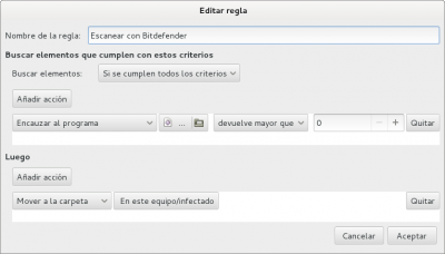 Regla creada en evolution
