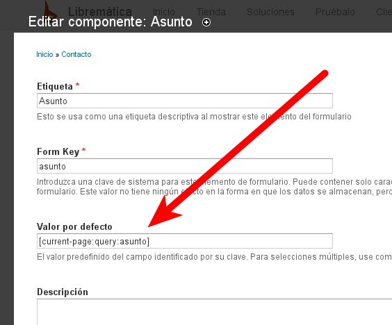 Edición del valor por defecto del campo 